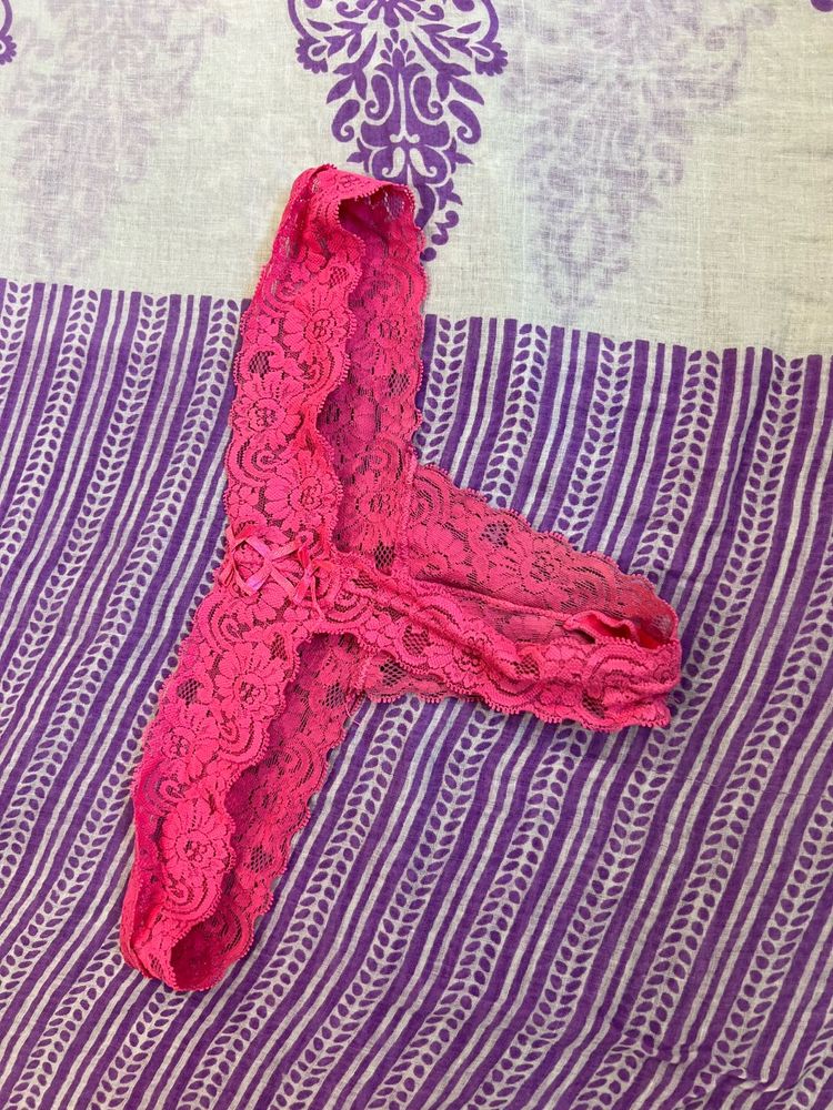 Hot Pink Lace Thong Panty
