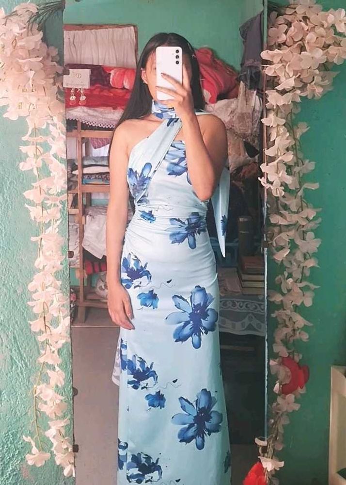 Light Blue Floral Maxi Dress