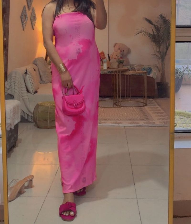 Vibrant Pink Tie-Dye Maxi Dress
