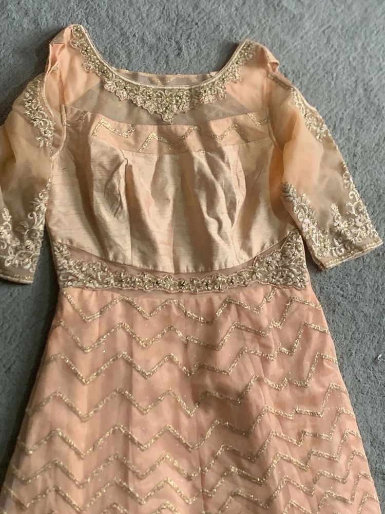 Elegant Peach Embroidered Anarkali
