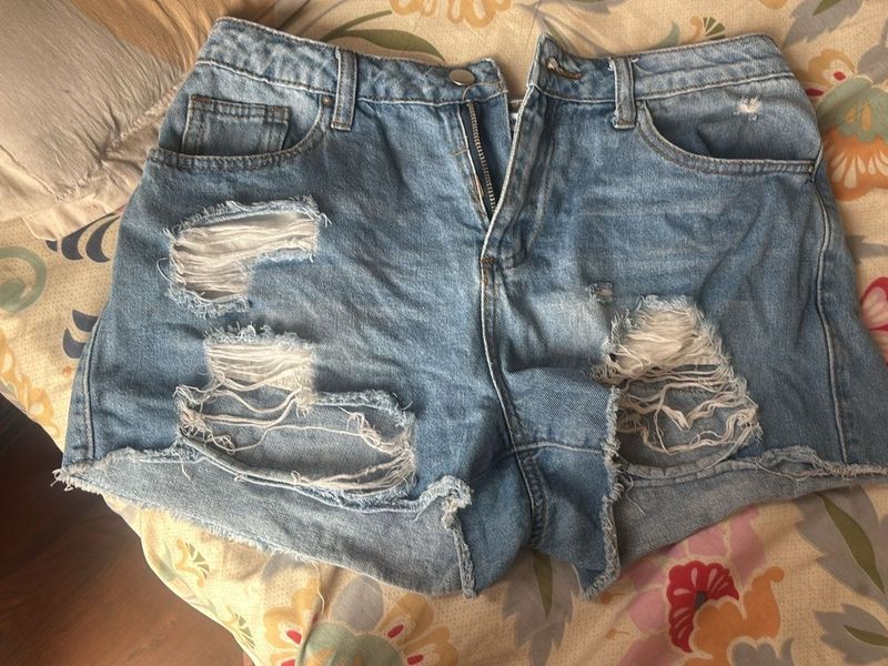 Distressed Denim Shorts