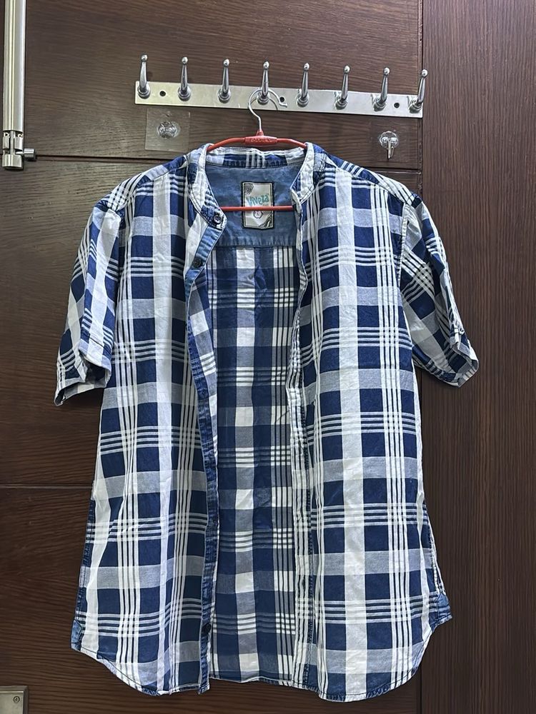 Blue Plaid Casual Shirt