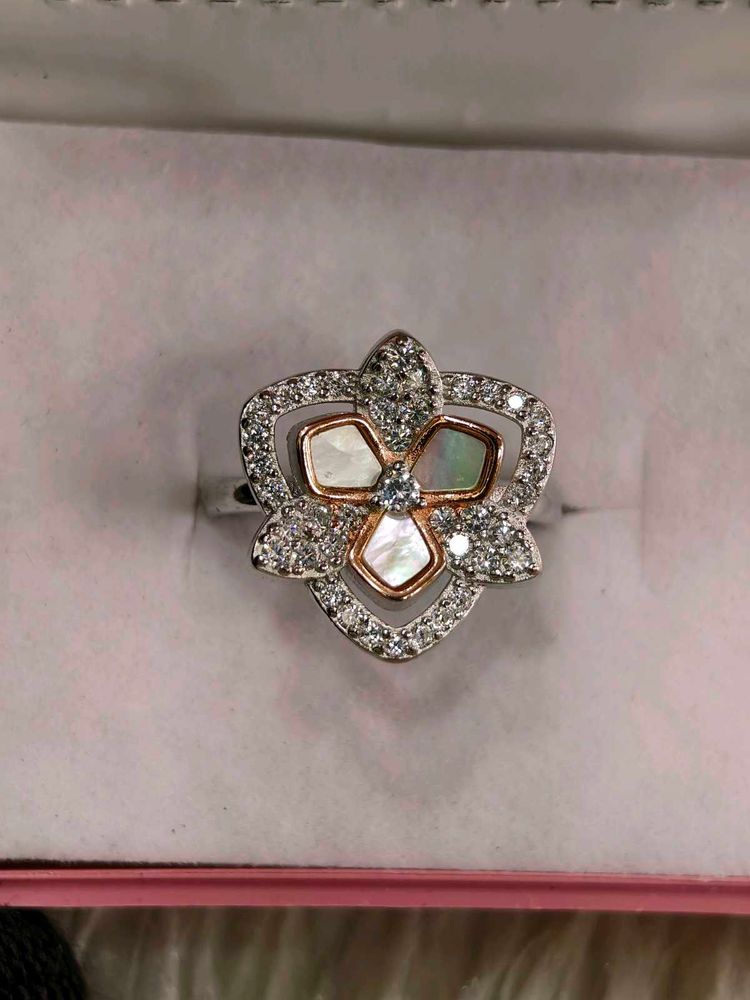 Beautiful Floral Ring with Stones 925 silver