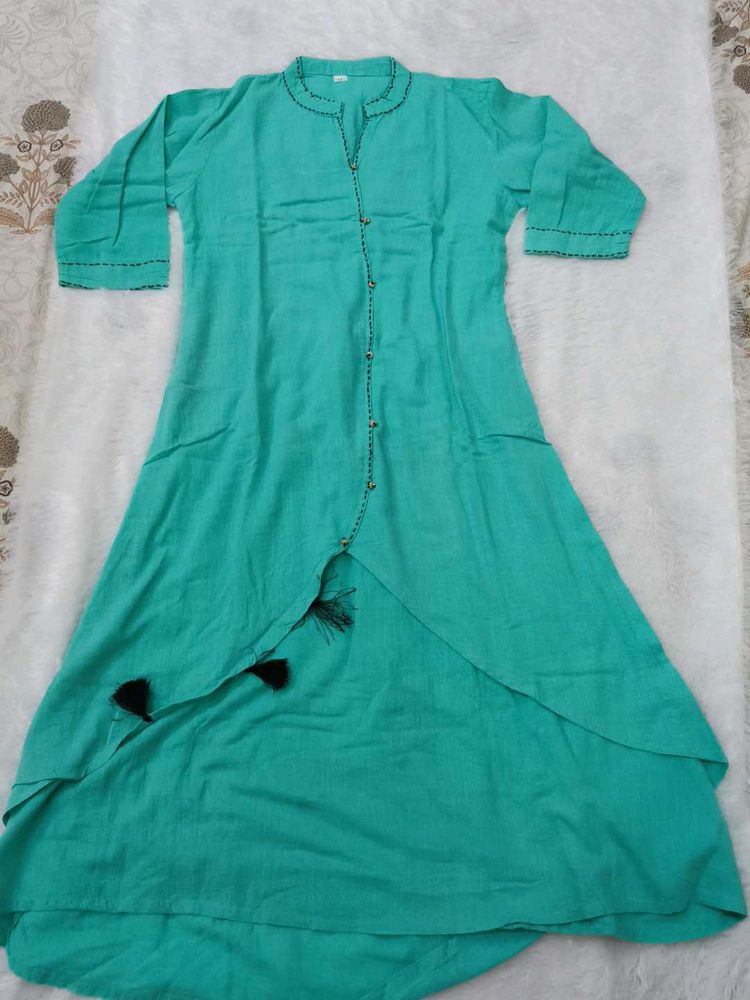Stylish Teal Kurta with Tassel Detail