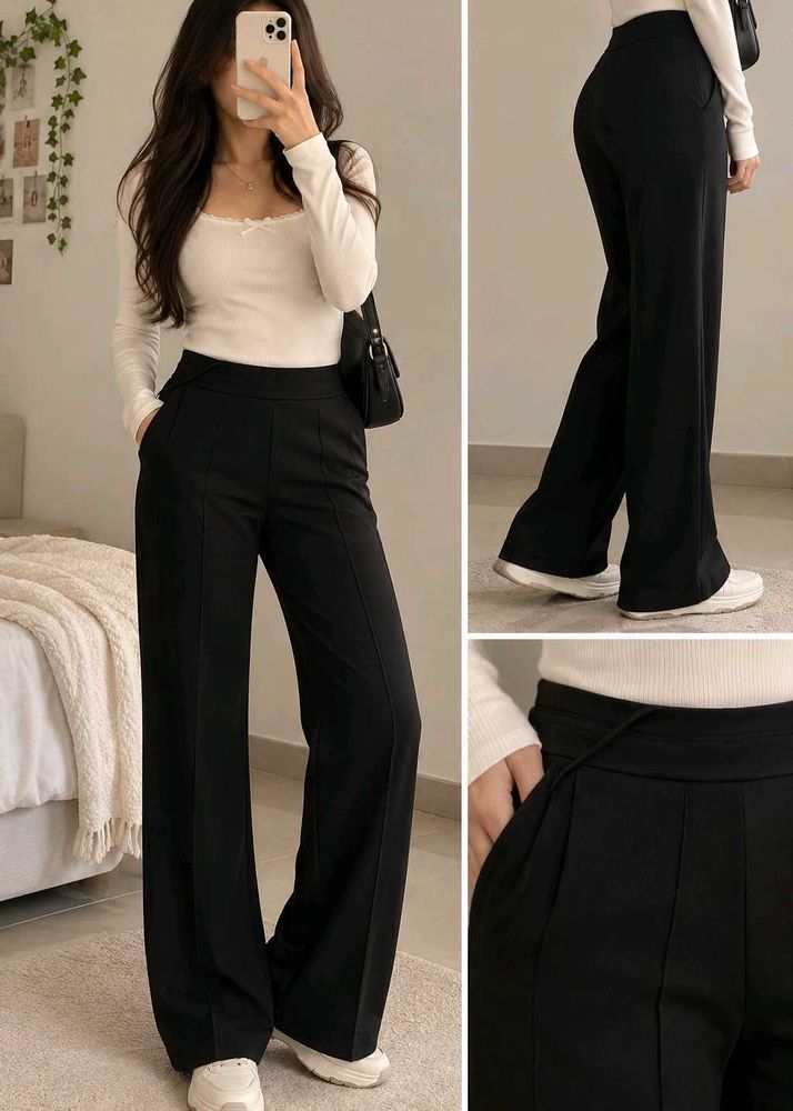 Max Chic Black Wide-Leg Pants