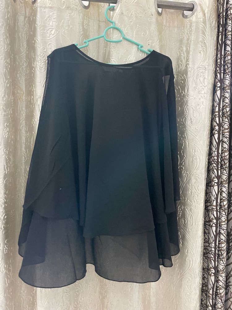 Chic Black Layered Chiffon Top