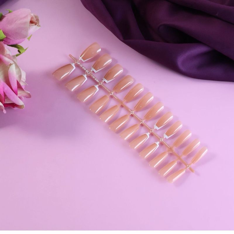 Stylish Nude Press-On Nails Set - pack of 10