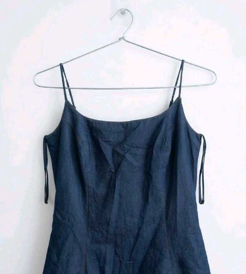 Denim Mix Spaghetti Strap Dress