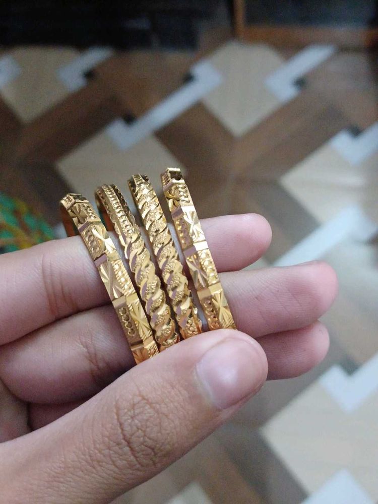 2 Pc Left Only Beautiful Gold Plated Bangle