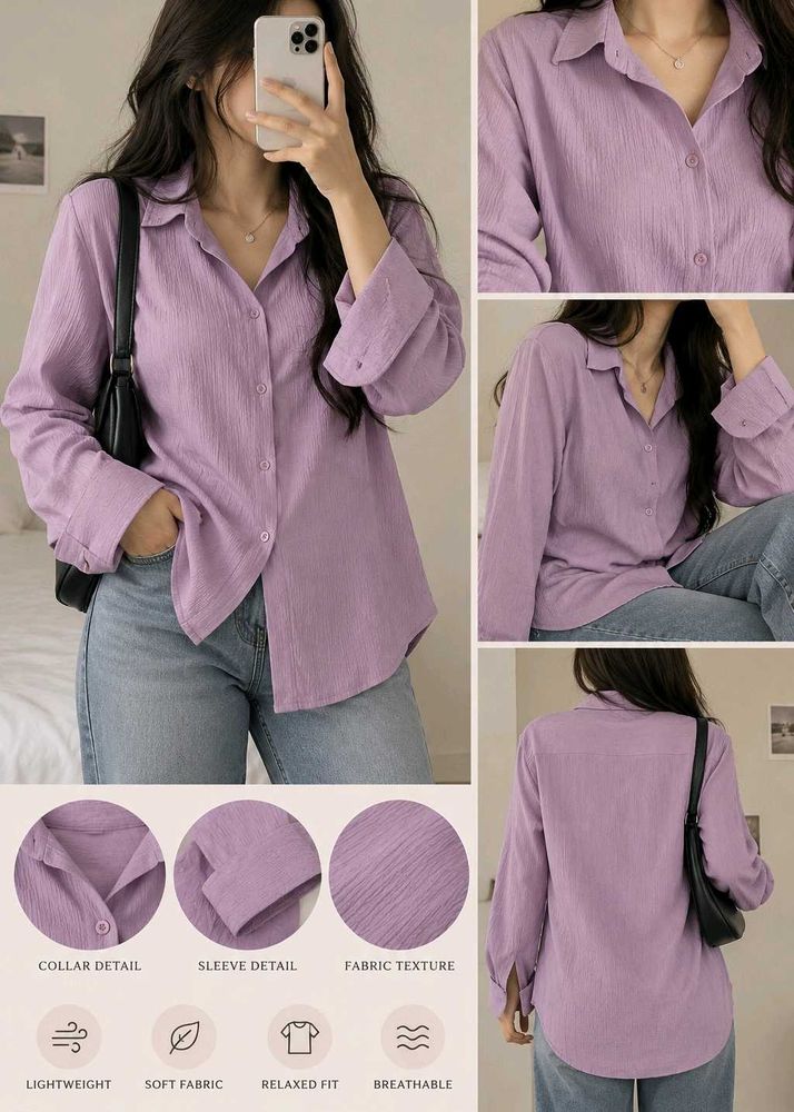 Chic Lavender Textured Button-Up Shirt