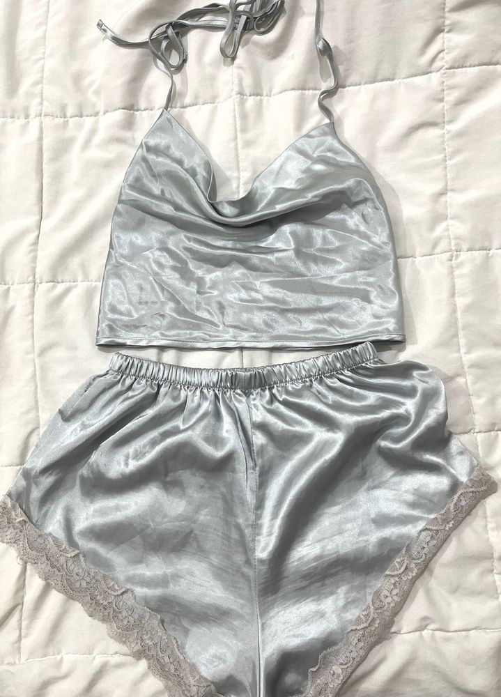 Two-piece satin pajama set