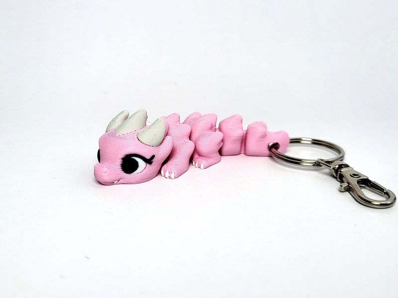 Cute Pink Dragon Articulated Keychain