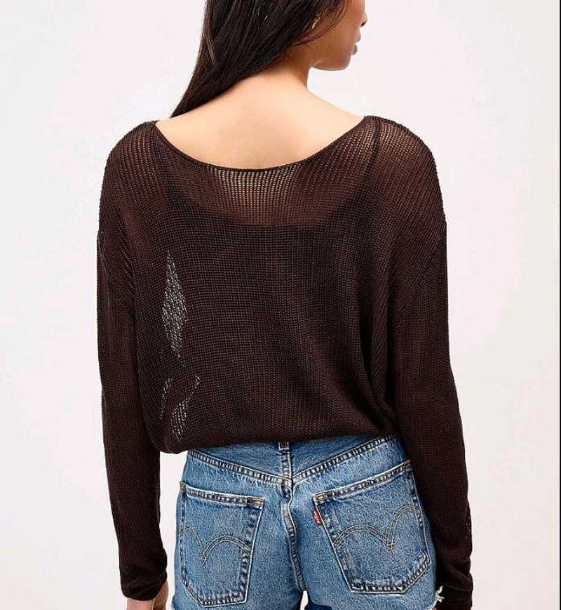 Sheer Knit Long Sleeve Top