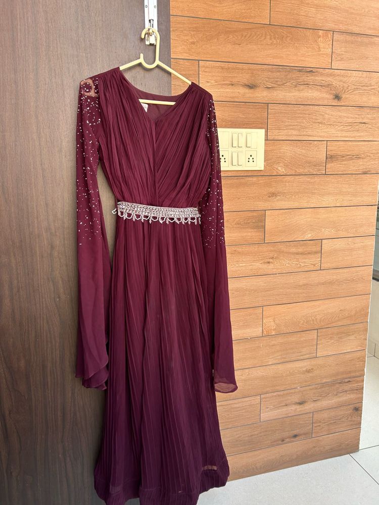 Elegant Wine  Maxi Dress