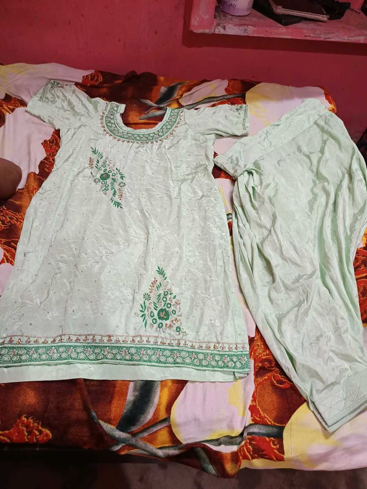 Light Green Embroidered Kurta Set