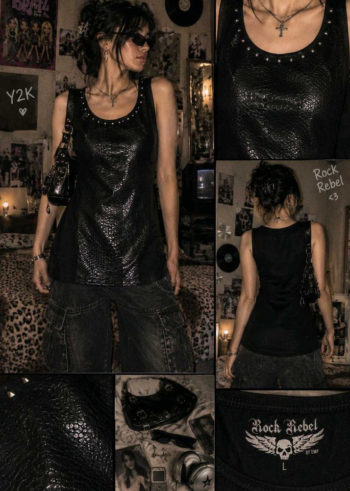 🇳🇿💫🎀Y2K Studded Snake Print  Top