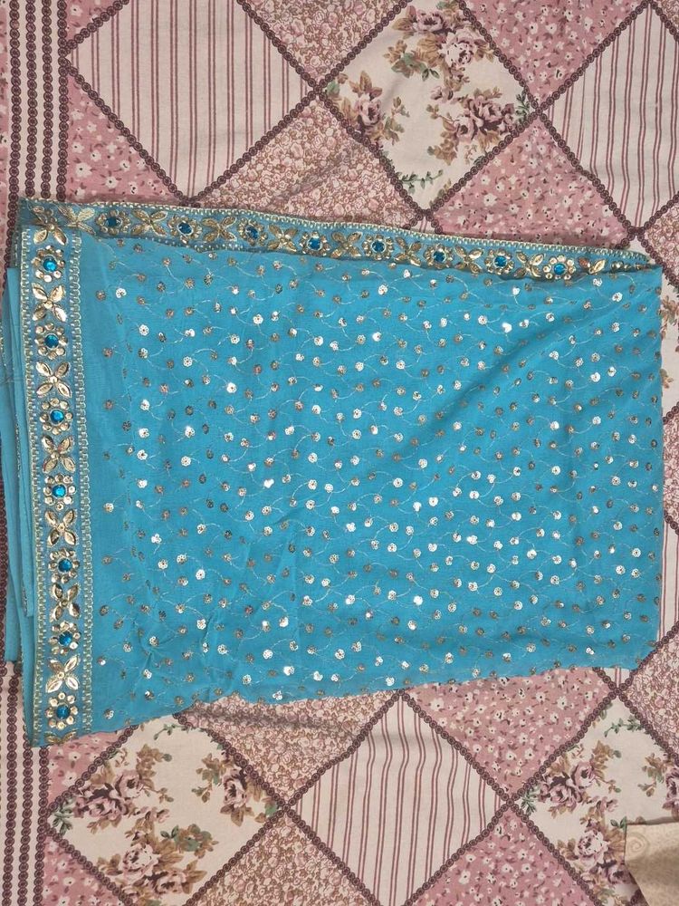 Stunning Blue Embellished Saree
