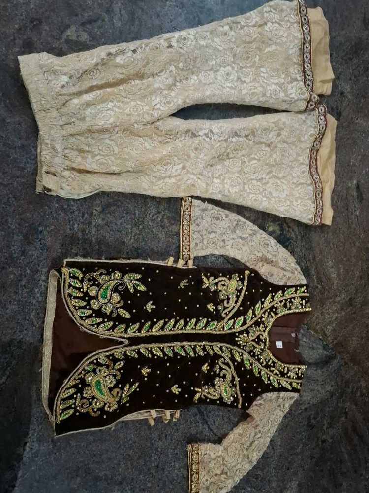 Embroidered Kurta Set with Lace Pants