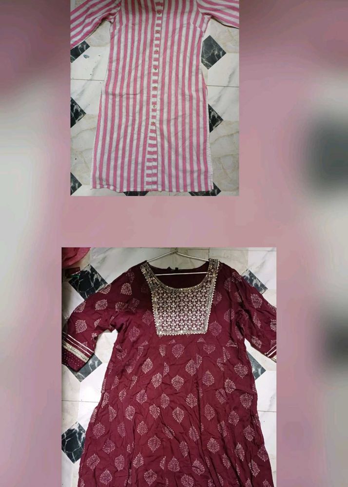 Chic Striped &amp; Embellished Kurtas