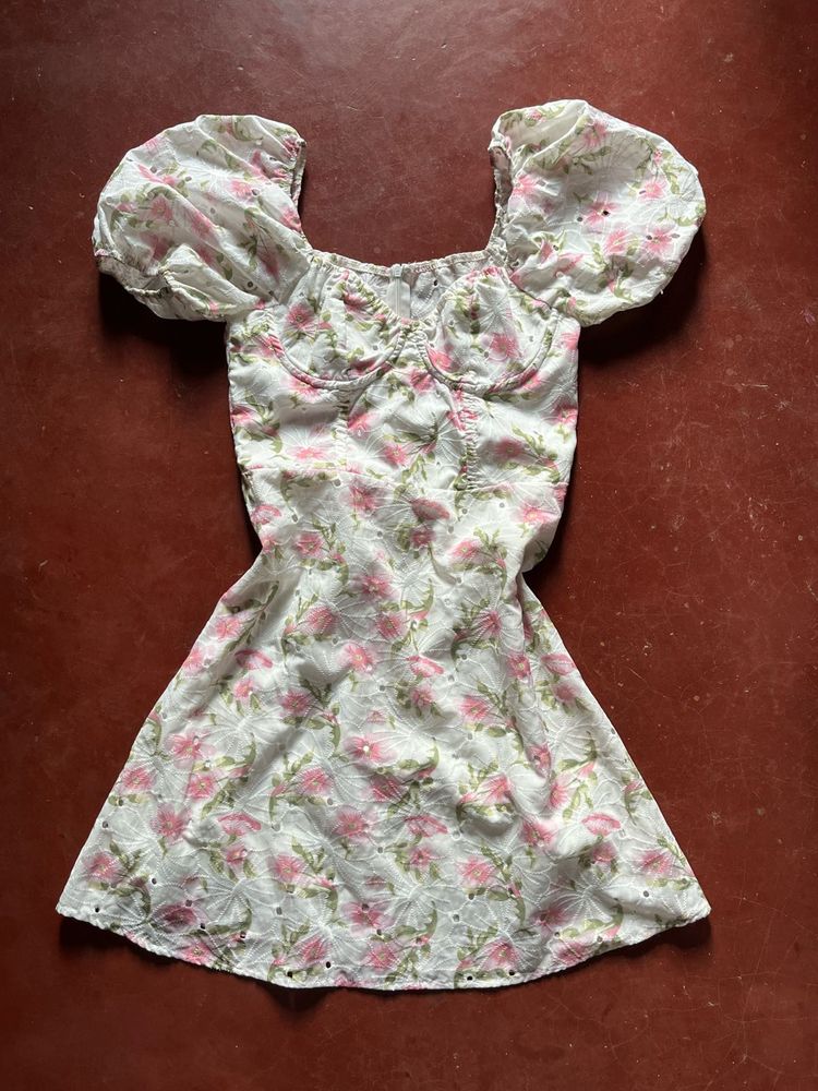 Chic Floral Puff Sleeve Mini Dress