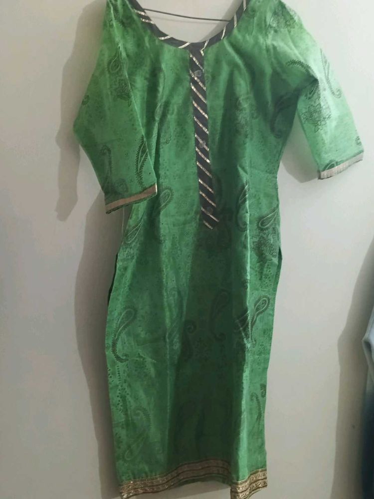 Green Printed Kurta