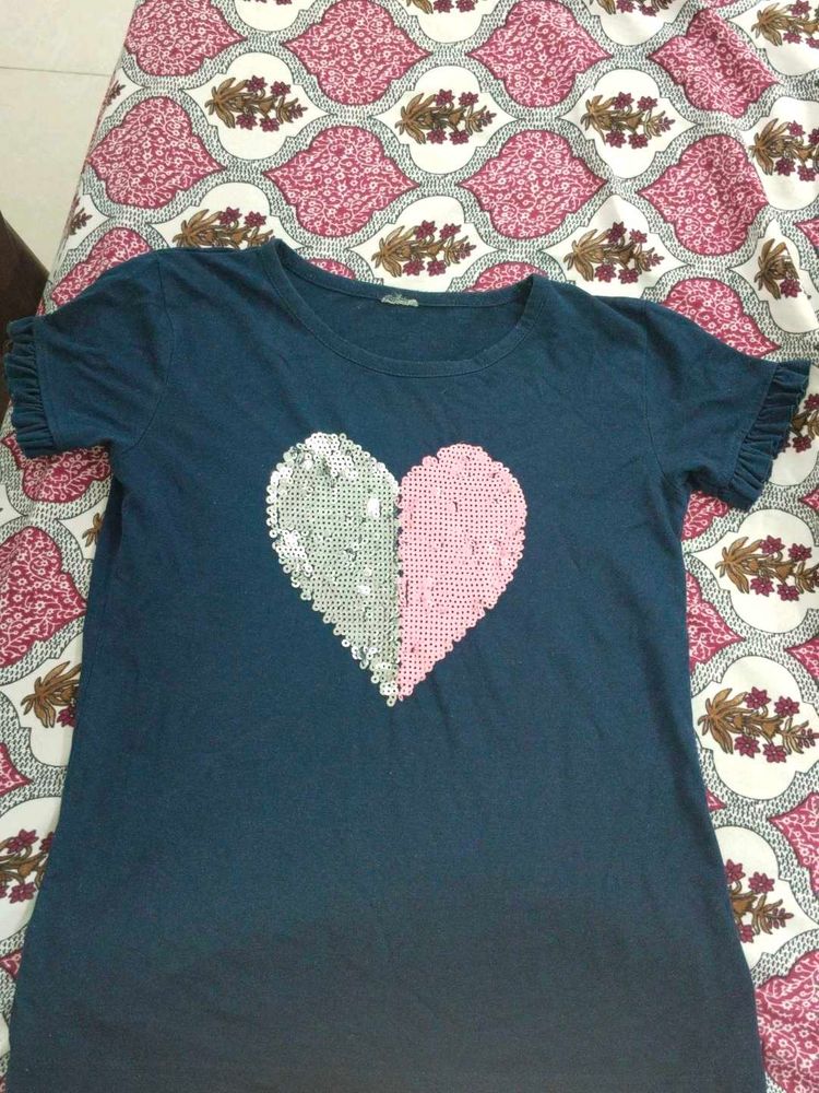 Cute Heart Sequin Tee