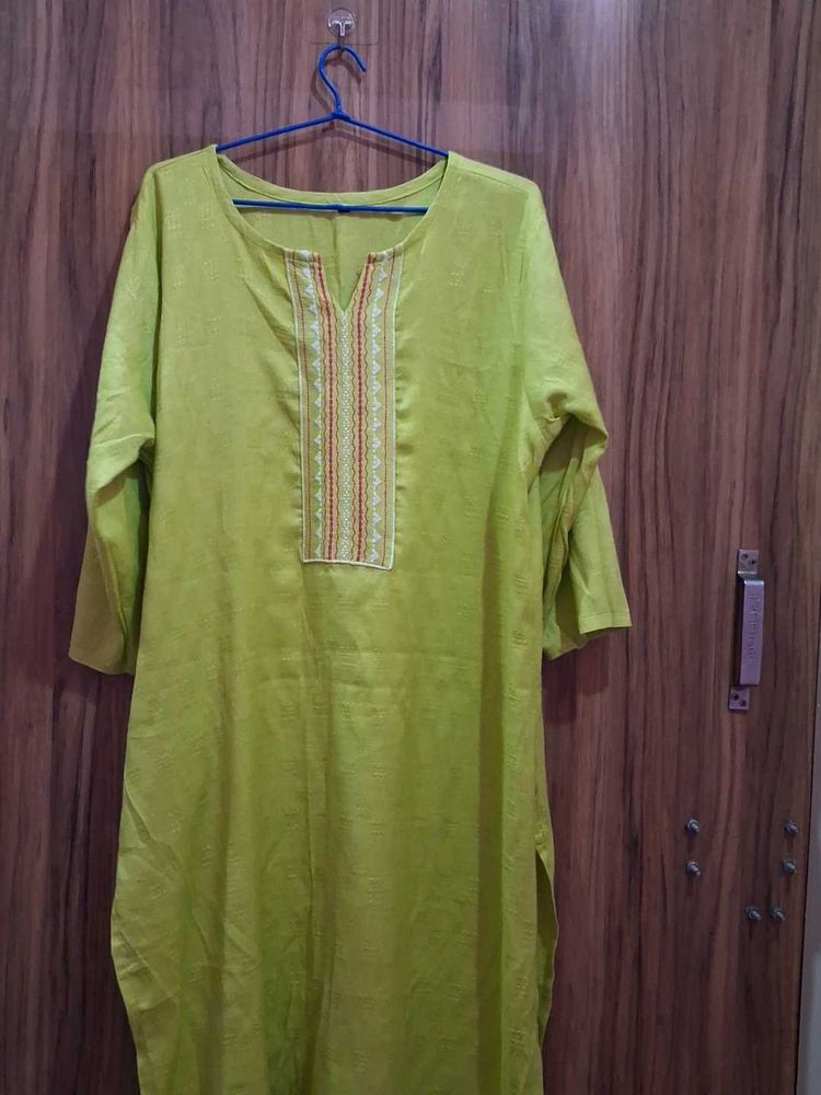 Lime Green Embroidered Kurta🌸🌸