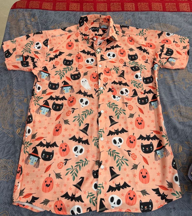Men's Halloween Themed Button-Down Shirt