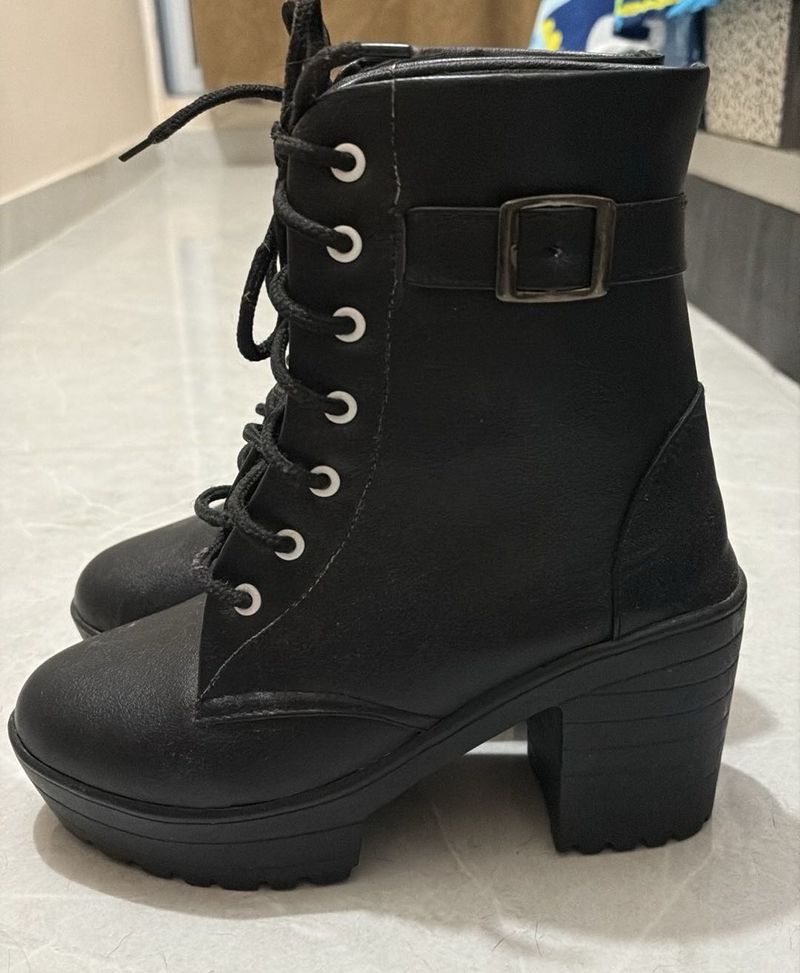 Women casual block-heeled chunky boots