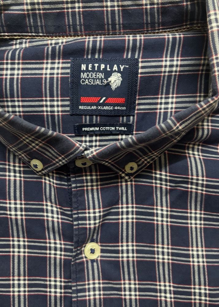 Men's Blue Plaid Casual Shirt