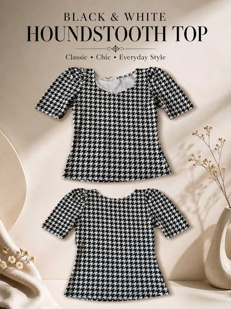 Classic Black &amp; White Houndstooth Top