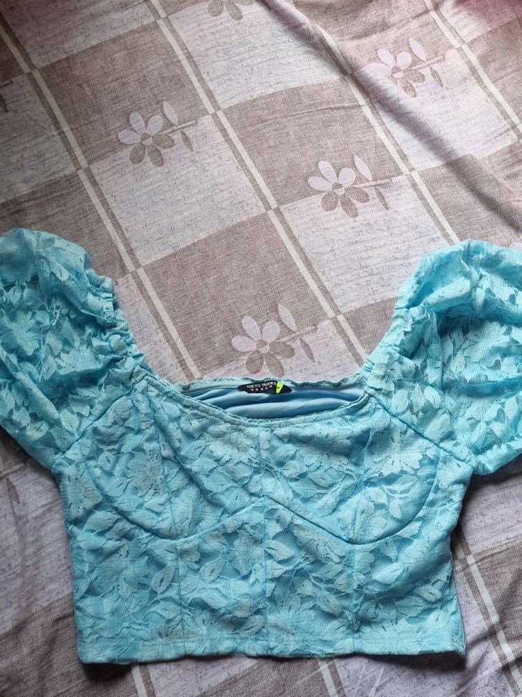 Blue Net Top Women