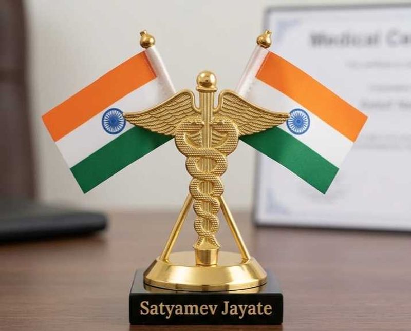 Medical Caduceus symbol with Desk Flag
