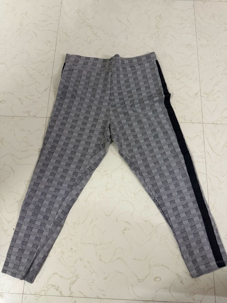 Checkered Pants with Black Stripe Detail