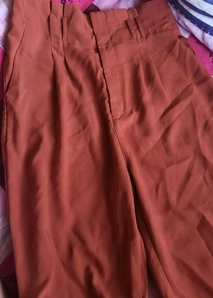 Terracotta High-Waisted Wide Leg Pants