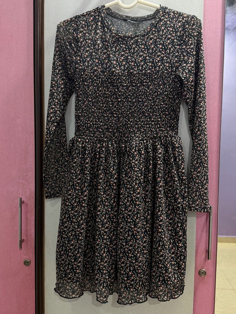 Floral Smocked Long Sleeve Dress
