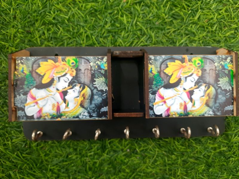 Radha Krishna Keyholder And Mobile Holder