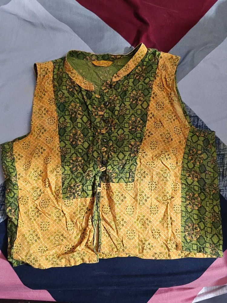 Ethnic Sleeveless front open Shrug Top