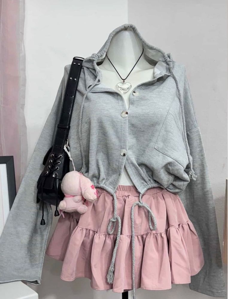 Korean cute Grey Hoodie