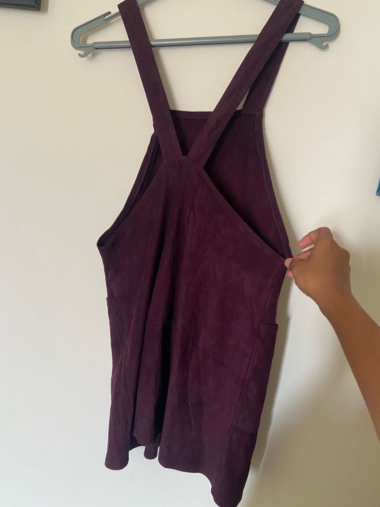Chic Burgundy Overall Dress