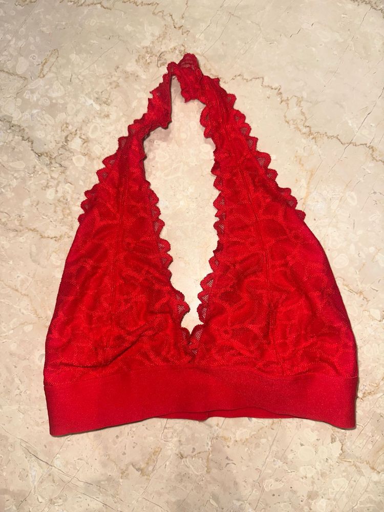 Victoria Secret Lace Trim Halter Bralette