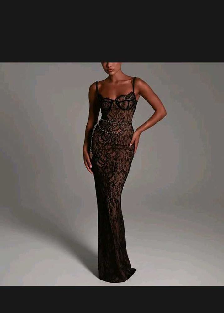 Elegant Black Lace Maxi Dress