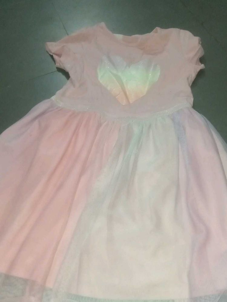 Cute Rainbow Heart Tulle Dress