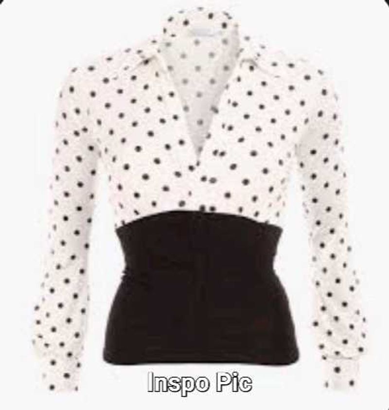 Polka Dot Corset Cinched Waist Blouse Top