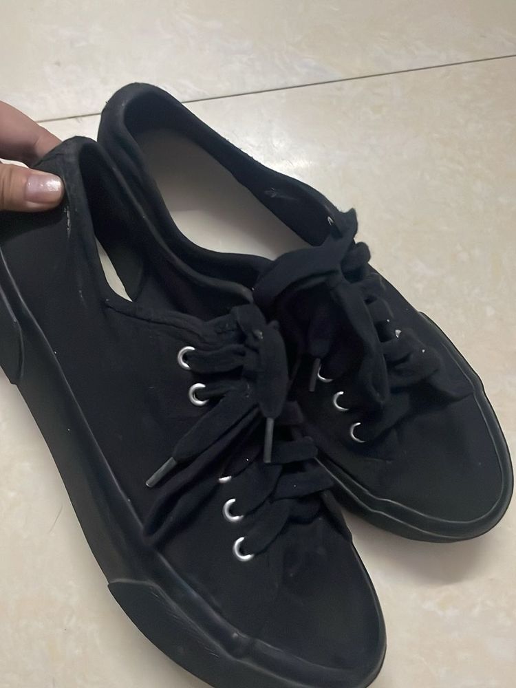 Classic Black Canvas Sneakers