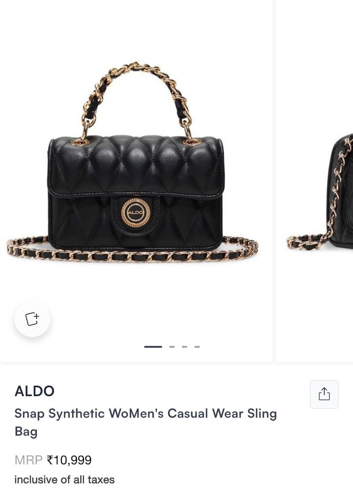 ALDO Quilted Black Handbag with Gold Chain
