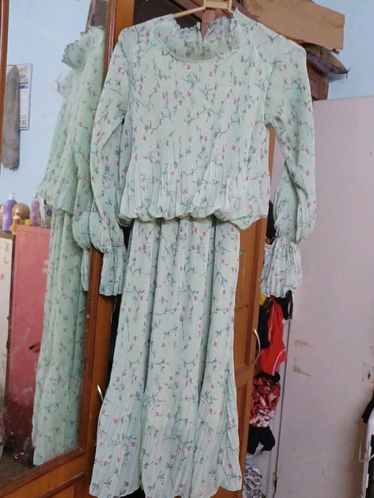 Plated Ruffle Dres