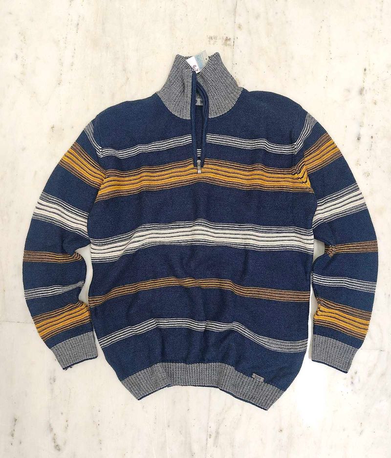 Striped Zip Neck Sweater
