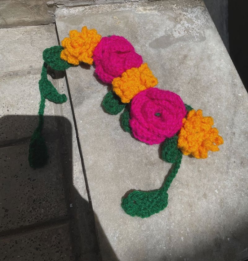 Handmade Crochet Flower Kamarbandh/Maangtika