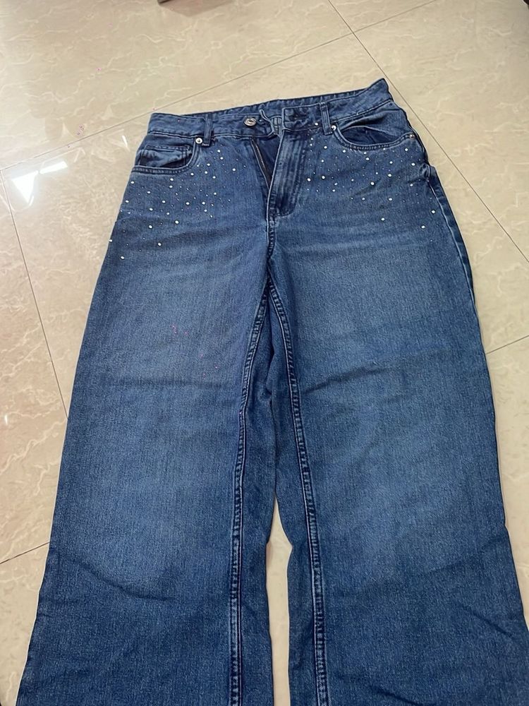 Sparkling Wide-Leg Jeans